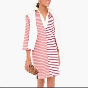 Tuckernuck XS Women's Dress Red/pink Striped 3/4 Sleeve Polo Ashton Quiet Luxury